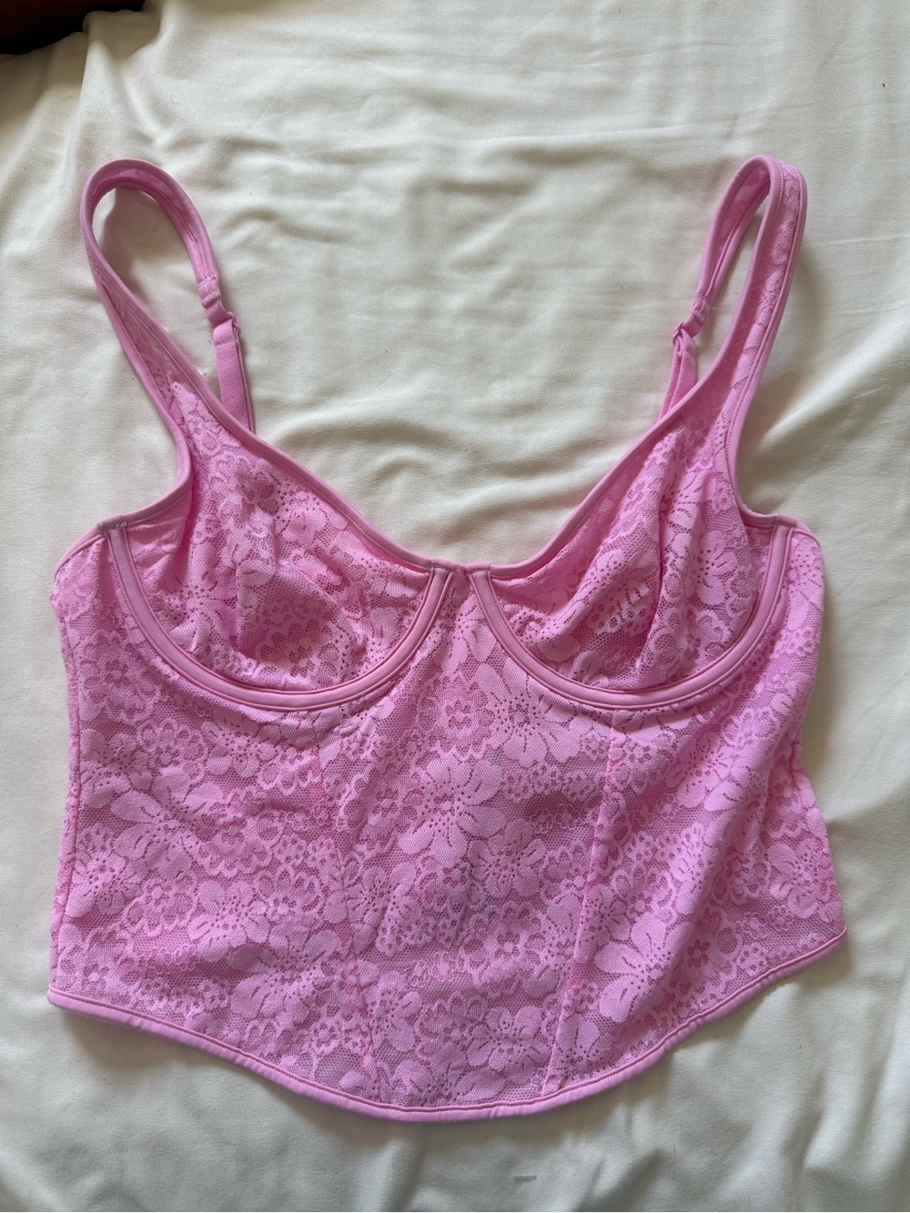 PINK Victorias Secret | Lace Corset Tank Top in Pink Lollipop | S - Picture 2 of 4